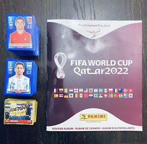 PANINI World Cup Qatar 2022  Album + 670 Stickers Complete Blue Parallel Set