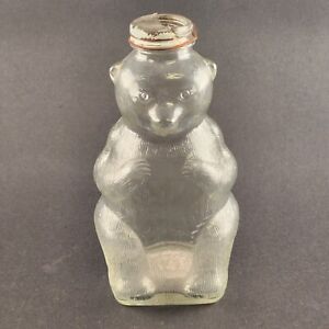 Bear Shape Glass Bottle For Honey or Milk Vintage Snow Crest Beverages Salem MA
