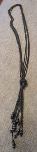 Black Long Beaded Tassel Necklace