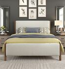 New ListingModern Full Platform Bed 1p Chenille Fabric Upholstered Bed Solidwood Furniture