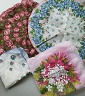 VTG lot  Floral Multicolored 2 Round  scalloped Handkerchief  Hankies X