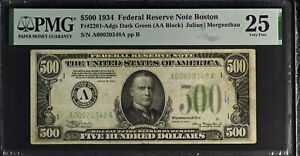1934 $500 Federal Reserve Note Bill FRN FR-2201- Certified PMG 25 (Very Fine)