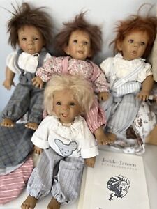 4 Jeckle Jansen Dolls Vintage 16” Complete With COA