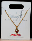 Disney Jewelry Swarovski JANUARY Birthstone Necklace Mickey Mouse Gold Tone Red