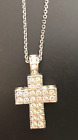 Swarovski Crystal Cross Pendant Necklace 16 to 18 inch Silver Adjustable Chain