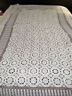 VTG White Handmade Crocheted ‘Lace’ Bedspread Coverlet Tablecloth 90x68 Boho