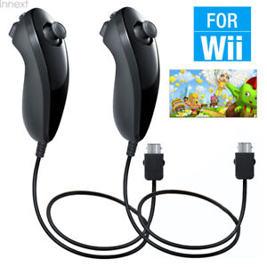 2 PACK For Wii & Wii U Console Nunchuck Wii Nunchuk Game Controller Remote Black