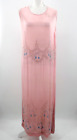 Vtg Women's 20s Light Pink Beaded Rayon Maxi Shift / Sheath Dress S/M 1920s