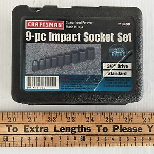 Vintage Craftsman USA 9pc Impact Socket Set 3/8” Dr SAE 19400 GK