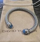 David Yurman 7MM Blue Chalcedony Cable Bracelet - Size M