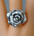VINTAGE STERLING SILVER ROSE RING ~ SIZE 6 ~ LAYERED ~ GORGEOUS!