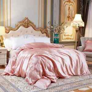 Solid Color Bedding Set with Mulberry Silk Duvet Cover Bed Sheet Pillowcase