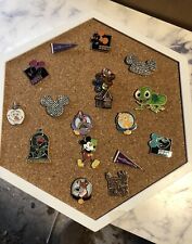 Authentic Disney Pin Trading Lot Of 16 Pins No Duplicates W/Display Board