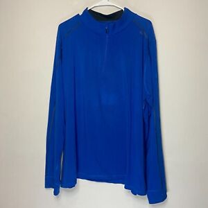Tasc Men XXL 1/4 Pullover Shirt Performance Blue Long Sleeve Layer Stretch Top