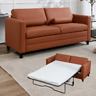 Pull Out Sofa Bed,Faux Leather Sleeper Sofa Couch,2-in-1 Couch Bed With Mattress