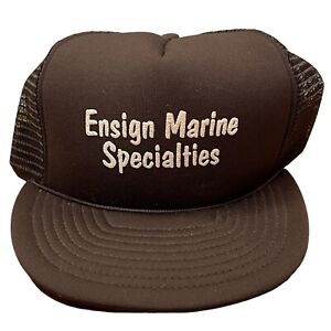 Vintage Ensign Marine Specialities Boating Trucker Hat Mash Snapback Brown