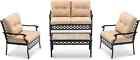 Ivinta 4 Pieces Outdoor Patio Furniture Set with Coffee Table Loveseat