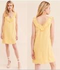 Faherty Ellis Sleeveless Ruffle Yellow Linen Shift Mini Dress Size Large Womens