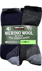 KIRKLAND SIGNATURE Merino Wool Blend Mens 7-13 Outdoor Trail Socks 4 Pairs