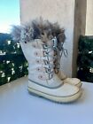 SOREL NL 1540-254 Joan of Arctic Size 7 Pink Cream Blue Suede Tall Winter Boots