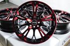 Kudo Racing Defuse 17x7 4x100 4x114.3 +40mm Black w/Polish Red Wheels Rims (4) (For: 2013 Honda Fit Sport 1.5L)