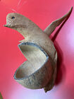 Vintage Folk Art Hand Carved Coconut Shell Hanging Seagull Bird Feeder / Planter