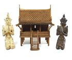 Thai MINI Teak Wood Spirit House Handmade worship Buddha Amulet TYPE B
