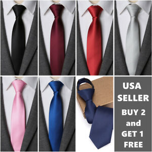 Men Fashion Solid Color Zipper Tie Wedding Party Formal Business Necktie