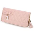 Women PU Leather Wallet Capacity Cat Pendant Card Phone Holder Large 0478 Pink
