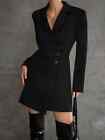 Commense Women's Blazer Mini Dress Long Sleeve 3 Button Black Size Medium NWT