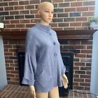Cocogio Women's M Gray Merino Wool Sweater Cropped Sleeve Shawl Cardigan Italy