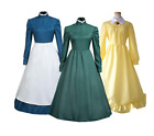 Victorian Solid Color Dress Medieval Girls Dress Ruff Collar Housekeeper Cosplay