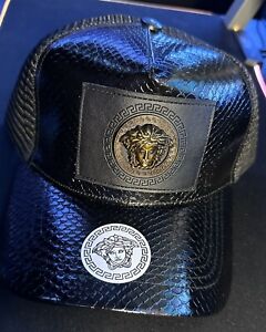 Versace All Black, Classic Medusa Character Emblem, Trucker Mesh Back Hat!