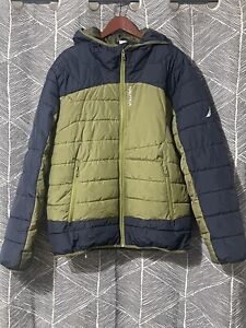 NAUTICA Men's Hooded Puffer Jacket  Blue Green  Size Large
