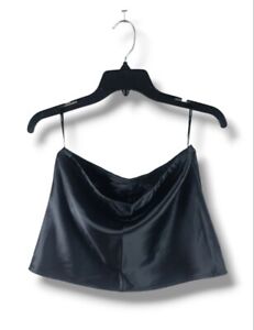 Forever 21 Juniors Satin Tube Top Strapless Crop Top Black Small
