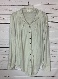 t.la Anthropologie Women's S Small Off White Beige Long Sleeve Button Shirt Top