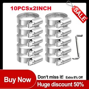 2INCH Adjustable Hose Clamps Worm Gear Stainless Steel Clamp Assortment 10PCS