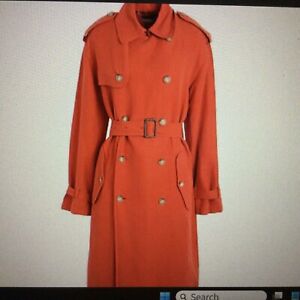 NWOT POLO RALPH LAUREN Women's Double-Breasted Trench Coat Silk Blend Tomato S/P