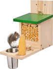 Wooden Squirrel Feeder Box, Wood Chipmunk Picnic Table Feeder Bench Feeders for