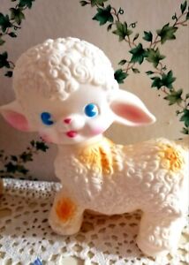 1950s Vtg Style Squeaky Lg Rubber Lamb Cute Repro Sun Rubber Toy Great Easter🎁