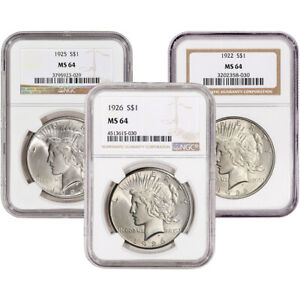US Peace Silver Dollar - NGC MS64 - Random Date and Label
