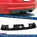 For BMW 2001-2006 E46 M3 Rear Bumper Diffuser Carbon Fiber CSL Style 2Dr Black