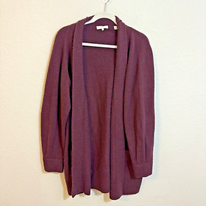 $495 VINCE Cashmere Sweater Cardigan Dahlia Wine Burgundy Maroon Red Size XL