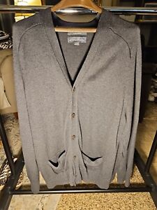 Eddie Bauer Cotton Cashmere Knit Grey Cardigan Sweater Long Sleeve Mens XL