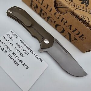 Doc Shiffer Knives Field Grade Recon Folder Magnacut Blade w/ Bronze Ano Handles