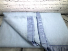 Vtg Waffle Knit  Blanket Baby Blue Satin Nylon Trim Thermal 66” X 84” twin