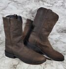 Old West Brown Leather Cowboy Boots / Mens Size 12 D / SRM4051