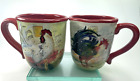 Certified International Le Rooster Mugs 18 oz Rustic Style Retired Set of 2 B38