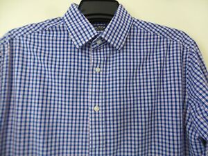 Nautica shirt Mens Size M Blue check button up long sleeve Cotton 15.5 34/35
