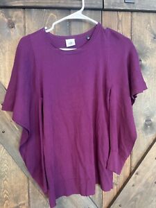 Cabi Peek Sweater Women’s XS Open Sleeve Purple Pullover Cotton Blend